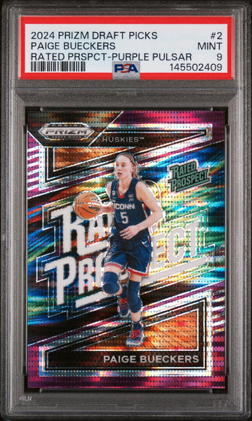 Paige Bueckers - 2024 Panini Prizm Draft Picks Purple Pulsar /55 PSA 9