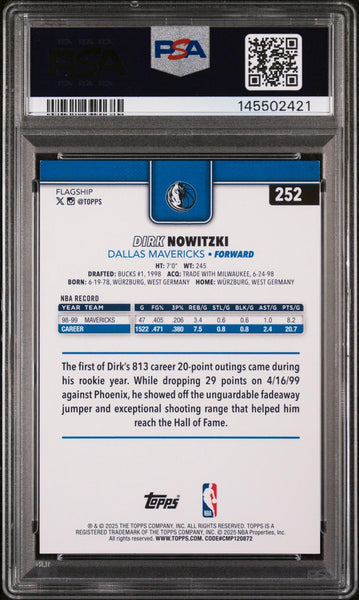 Dirk Nowitzki - 2025 Topps Season Tip Off Red Foilboard /5 #252 PSA 8