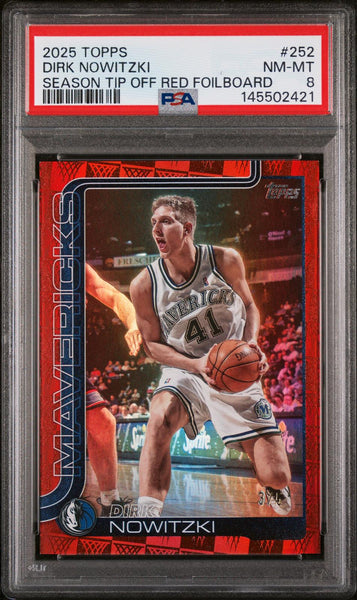 Dirk Nowitzki - 2025 Topps Season Tip Off Red Foilboard /5 #252 PSA 8