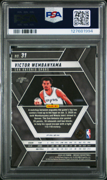 Victor Wembanyama - 2024 Panini Mosaic Reactive Blue #31 PSA 10