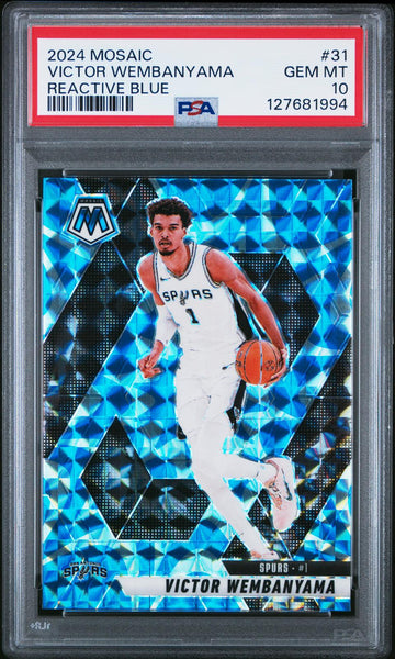 Victor Wembanyama - 2024 Panini Mosaic Reactive Blue #31 PSA 10