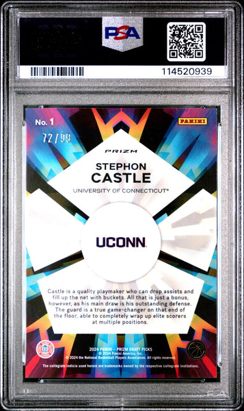 Stephon Castle - 2024 Panini Prizm Draft Picks Kaleidoscopic Wave /99 PSA 10