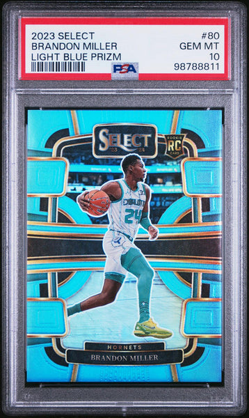 Brandon Miller - 2023 Panini Select Light Blue Prizm /299 #80 PSA 10