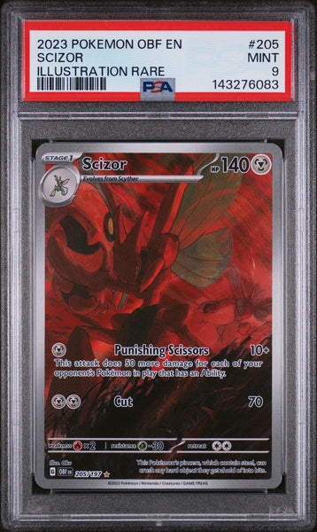 Scizor - 2023 Pokemon Obf En-Obsidian Flames Illustration Rare #205 PSA 9