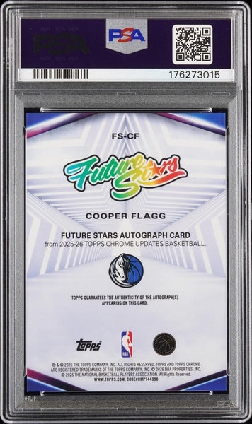 Cooper Flagg - 2025 Topps Chrome Future Stars Rookie Auto Purple /75 PSA 8