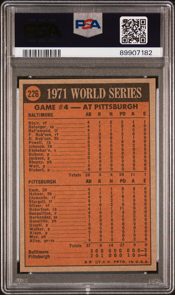 World Series Game 4 - 1972 Topps ROBERTO CLEMENTE #226 PSA 6