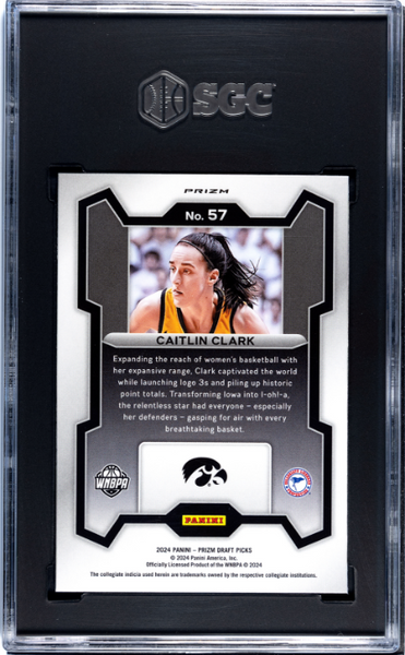 Caitlin Clark - 2024-25 Panini Prizm D.P. #57 Silver Prizm SGC 10