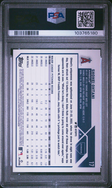 Shohei Ohtani - 2023 Topps Chrome Logofractor Edition #17 Green Refractor PSA 10