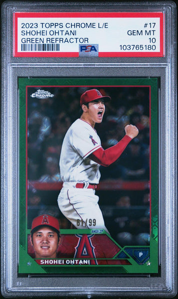 Shohei Ohtani - 2023 Topps Chrome Logofractor Edition #17 Green Refractor PSA 10