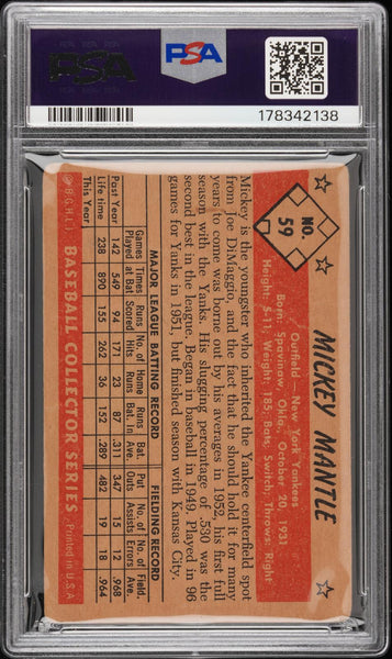 Mickey Mantle - 1953 Bowman Color #59 PSA 1
