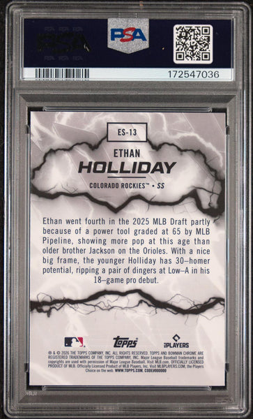 Ethan Holliday - 2026 Bowman Chrome Electric Sluggers #ES-13 PSA 10