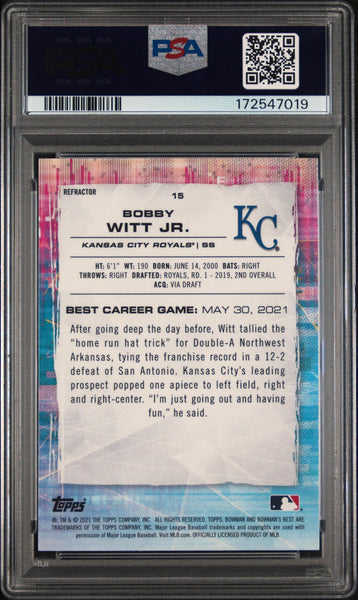 Bobby Witt Jr. - 2021 Bowman'S Best #15 Refractor PSA 10
