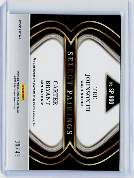 Tre Johnson Carter Bryant - 2026 Select Pairings Dual Auto /49