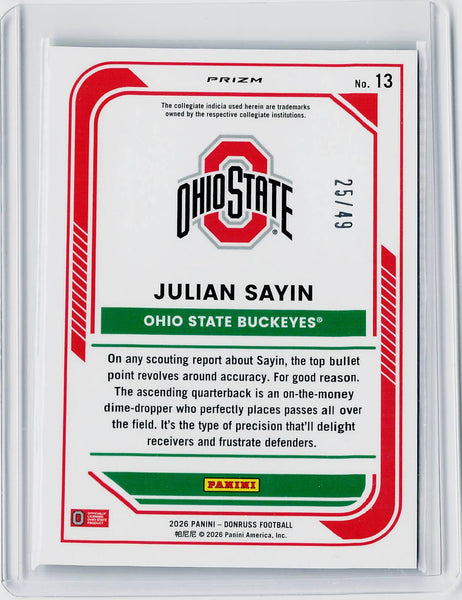 Julian Sayin - 2026 Donruss Blue Auto /25