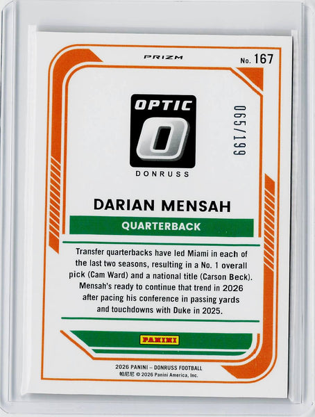 Darian Mensah - 2026 Donruss Optic Orange /199