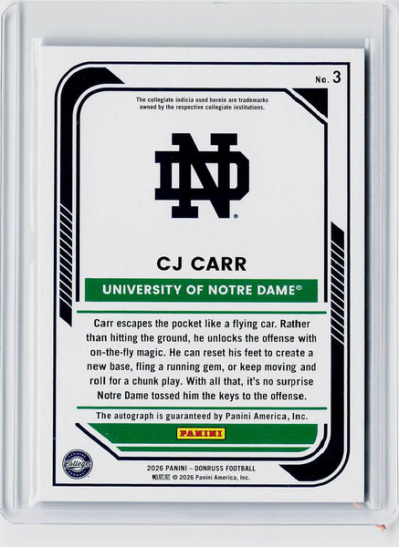 CJ Carr - 2026 Donruss Blue Prospect Auto /25