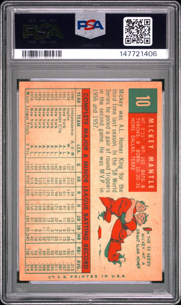 Mickey Mantle - 1959 Topps #10 PSA 4