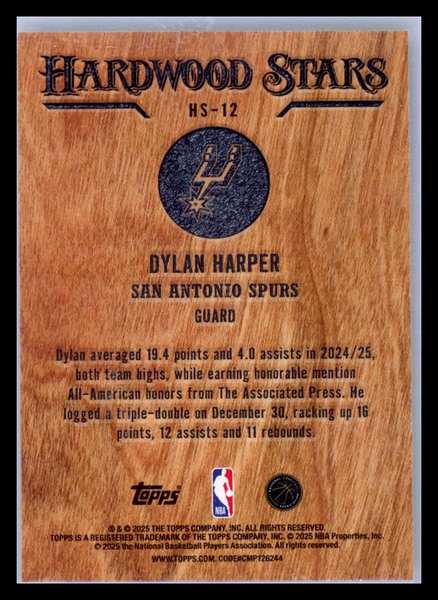 Dylan Harper - 2025 Topps Hardwood Stars Rookie
