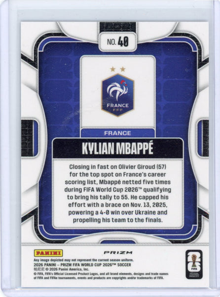 Kylian Mbappe - 2026 Prizm World Cup Silver