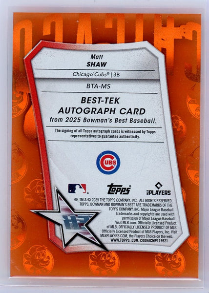 Matt Shaw - 2025 Bowman's Best Orange Best-Tek Rookie Auto /25