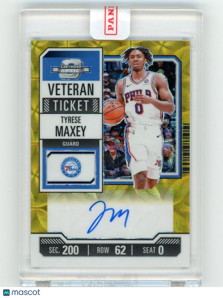 Tyrese Maxey - 2024 Panini Contenders Optic Prizm Gold Scopes Auto 10/10