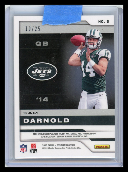 Sam Darnold - 2018 Panini Obsidian Autograph Player-worn material RC 10/25