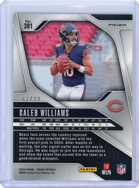 Caleb Williams - 2024 Panini Prizm Football Blue Disco 62/99 Rookie RC #301