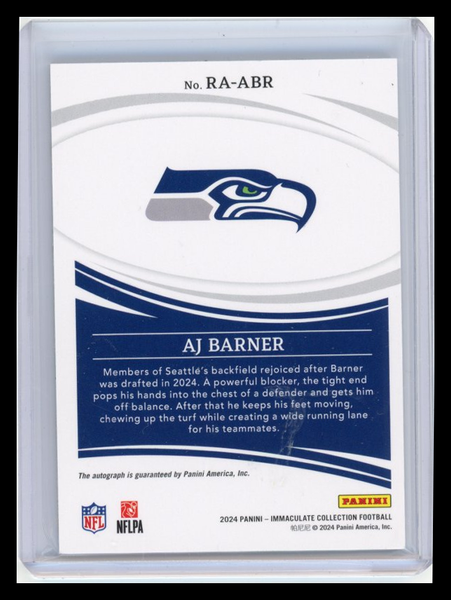 AJ Barner - 2024 Panini Immaculate Collection Football Rookie auto /99