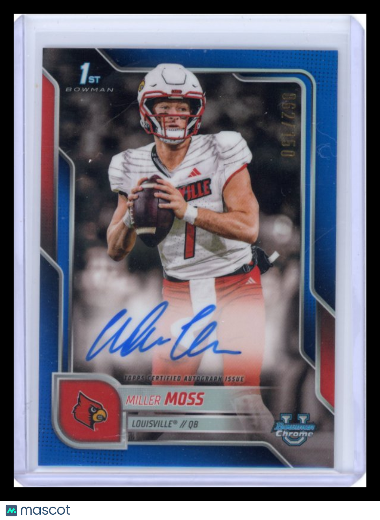 Miller Moss - 2025  Bowman University Chrome Autograph Blue Refractor /150