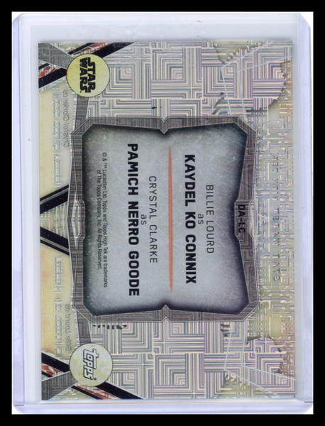 2016 Topps Star Wars High Tek Crystal Clarke Billie Lourd Dual Autograph 10/2015