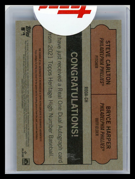 Bryce Harper Steve Carlton - 2021 Topps Heritage High Number Dual Autograph 9/25