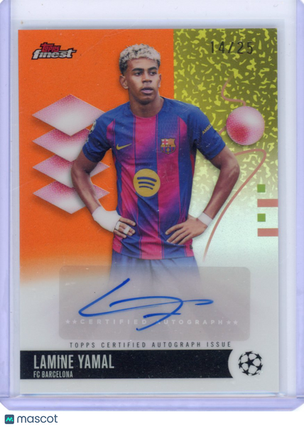 Lamine Yamal 2025-26 Finest Soccer Orange Refractor Auto /25