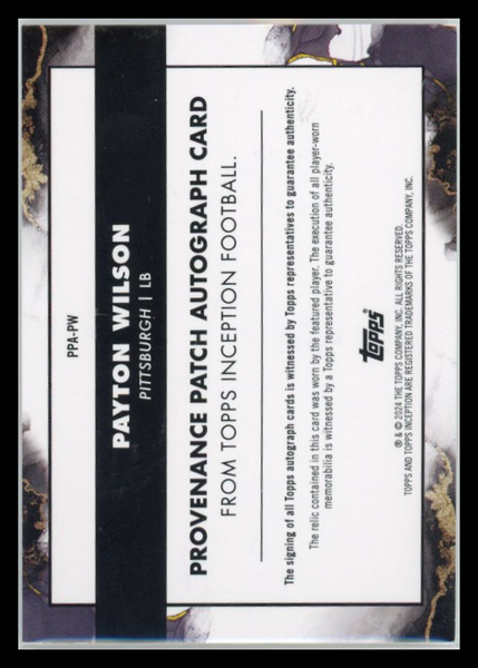 Payton Wilson - 2024 Topps Inception Autograph Patch Orange 7/20