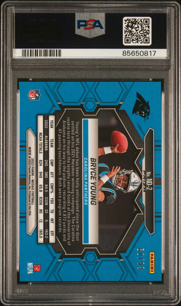 BRYCE YOUNG - 2023 Football Mosaic NFL Debut Blue 60/99 PSA 10