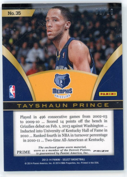 Tayshaun Prince - 2013-14 Panini Select Basketball 2014 Patch 01/10 Gold