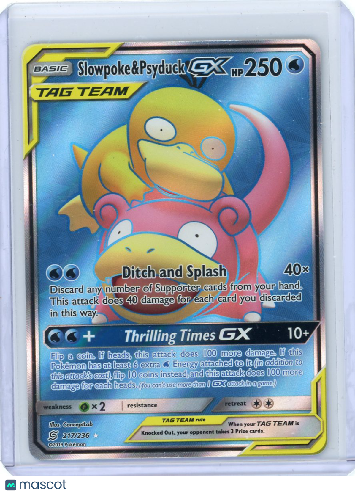 2019 Pokemon Slowpoke & Psyduck GX #217/236 TAG TEAM Unified Minds NM