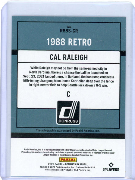 Cal Raleigh - 2022 Donruss 1988 Retro Auto Pink Fireworks 29/199 Jersey #