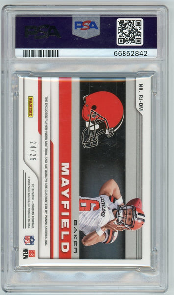 Baker Mayfield - 2018 Panini Obsidian Rookie Patch Auto Green /25 PSA 10