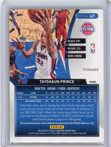 Tayshaun Prince - 2012-13 Panini Totally Certified Green Patch 1/5