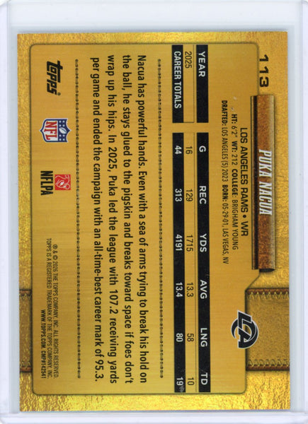 Puka Nacua - 2026 Topps Flagship Gold Mirror Variation