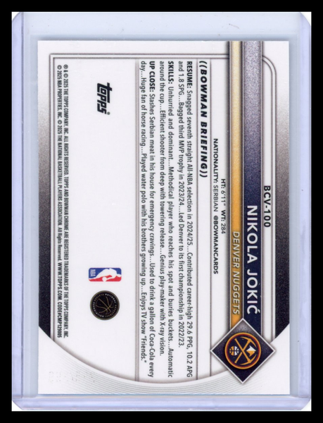 Nikola Jokić - 2025 Topps Bowman Chrome Refractor 328/399