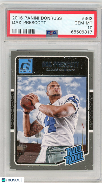 Dak Prescott - 2016 Panini Donruss PSA 10 Rated Rookie