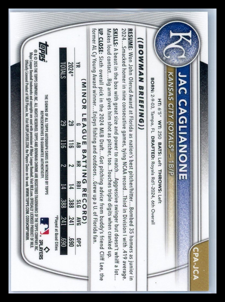 Jac Caglianone - 2025 Bowman Chrome Topps 074/150