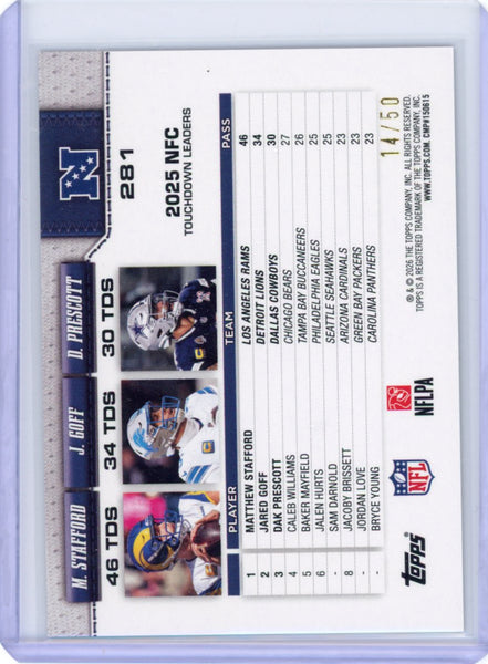 2026 Topps Prescott / Goff / Stafford Leaders Gold Foil /50