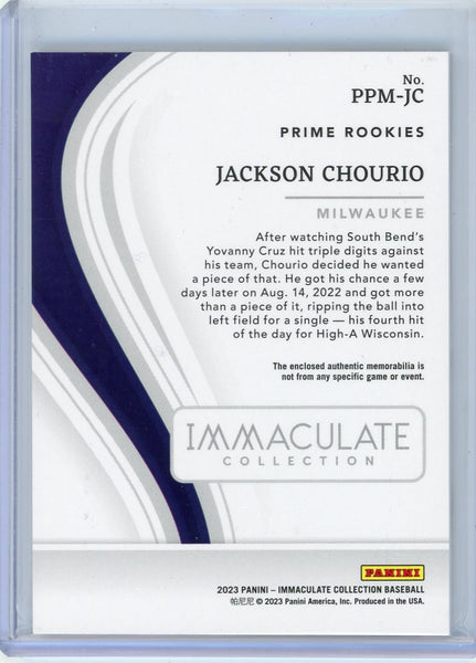 Jackson Chourio - 2023 Panini Immaculate Collection Prime Rookies 17 / 25 Patch