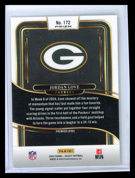 Jordan Love - 2025 Panini Select Prizm Zebra