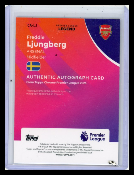 Freddie Ljungberg - 2026 Topps Chrome Premier League Purple Wave Auto 10/75