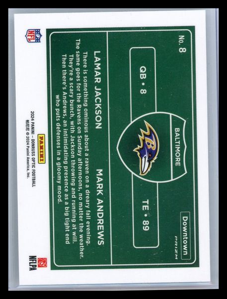 Lamar Jackson Mark Andrews - 2024 Panini Donruss Optic Downtown