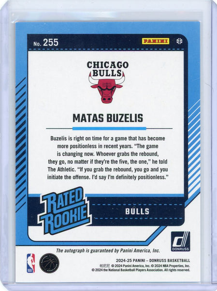 Matas Buzelis - 2024-25 Panini Donruss Rated Rookie Pink Laser Auto 255