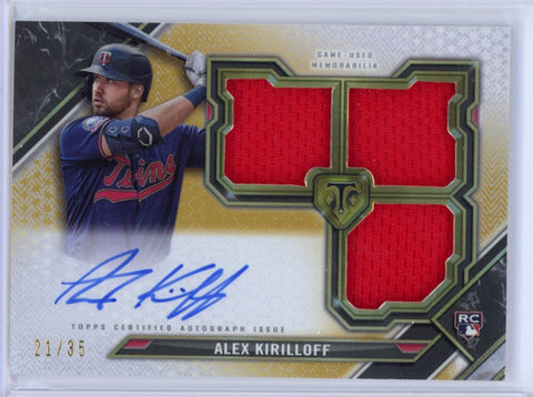 ALEX KIRILLOFF - 2021 Baseball Triple Threads "Gold" Rookie Jersey Auto 21/35